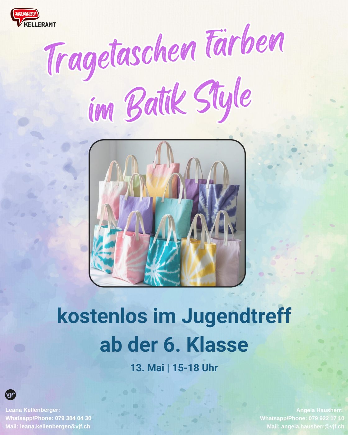 Tragetaschen färben im Batik Style 